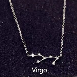 Simple 925 Sterling Silver Zircon Constellation Necklace -Virgo
